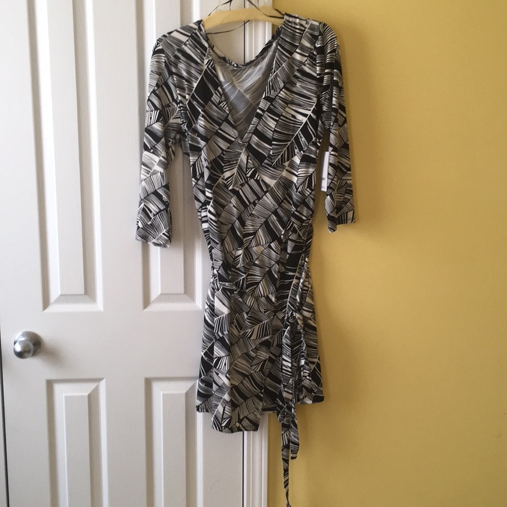 Black and white wrap dress